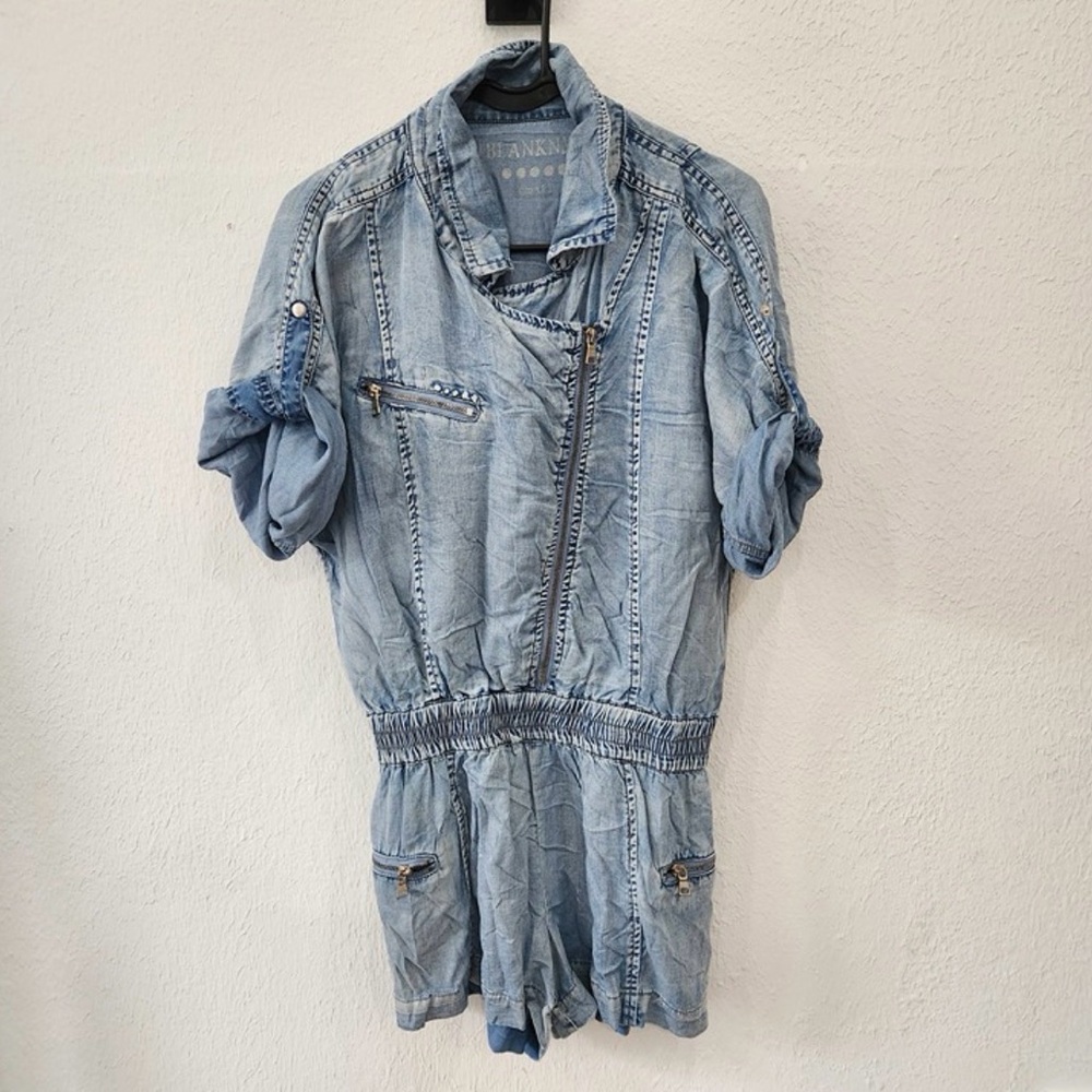 Blank NYC Jumpsuit Small Light Blue Chambray Denim Romper Shorts